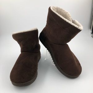 Dearfoams Brown Rubber Sole Booties SZ 11-12